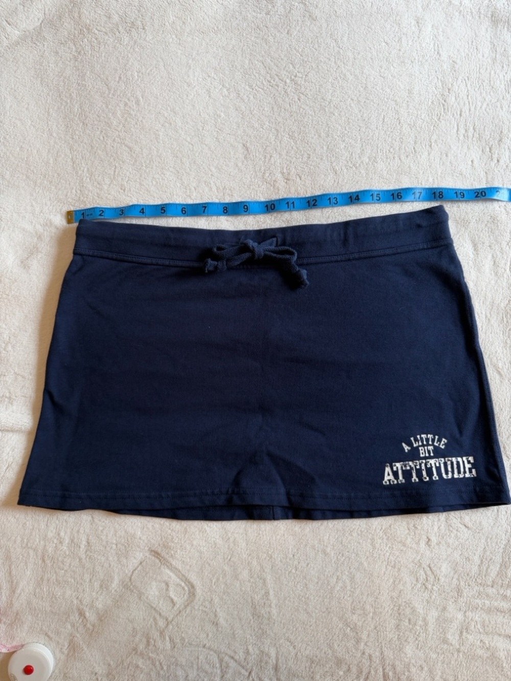 Navy blue Drawstring Skirt A Little Bit Attitude 95%cotton Lycra  rhinestone